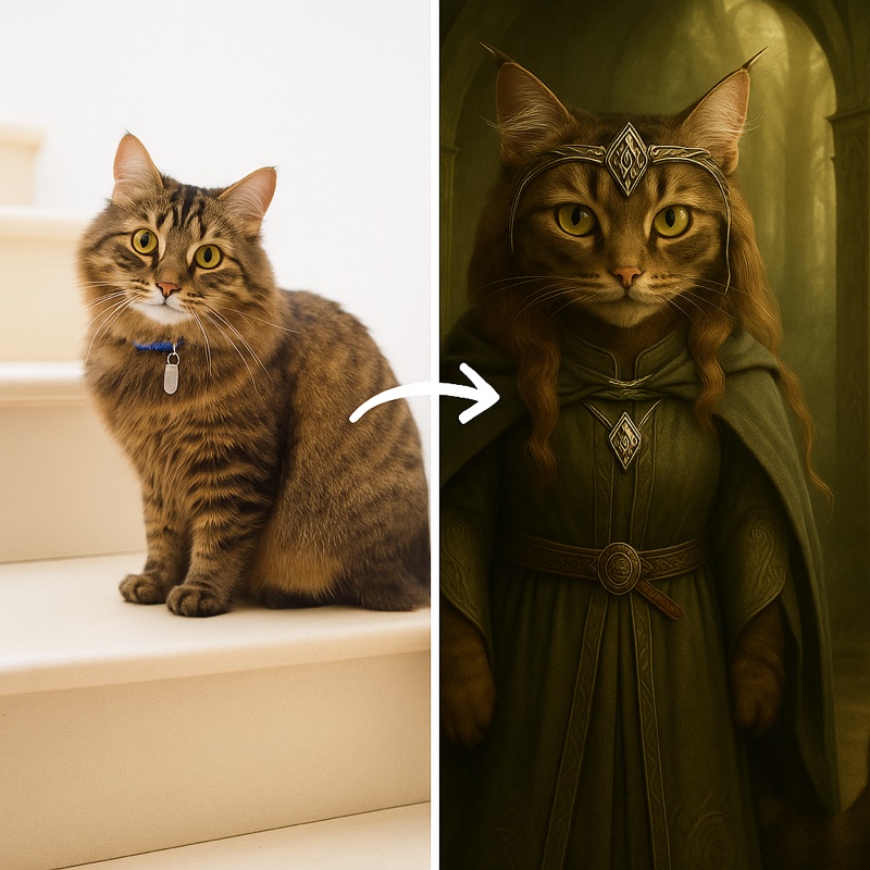 Cat to elf example created with PetPix